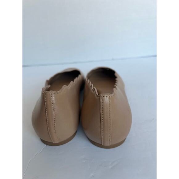 Copper Key Lovely Leather Beige Tan Scalloped Edge Ballet Flat Comfort Shoes 8 - Picture 6 of 8